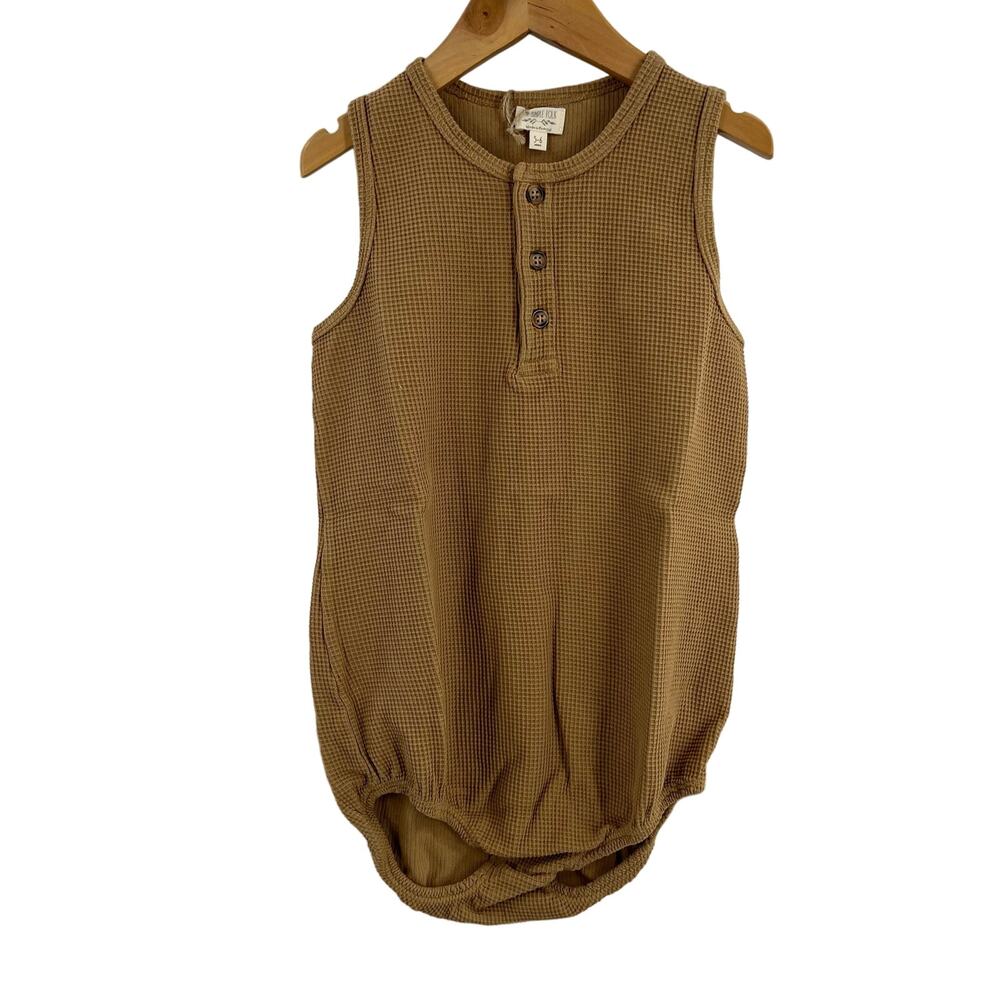The Simple Folk Seeker Romper Organic Cotton Camel Size‎ 5/6 Year New